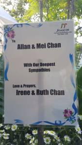 Flower Tribute to Allan and Mei Chan from Irene and Ruth Chan